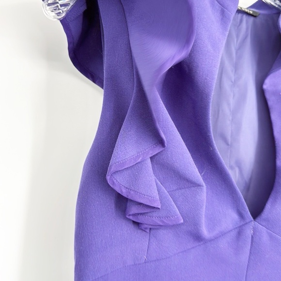 Black Halo Eva Keyhole Ruffle Royal Purple Dress size 8 - Picture 8 of 12